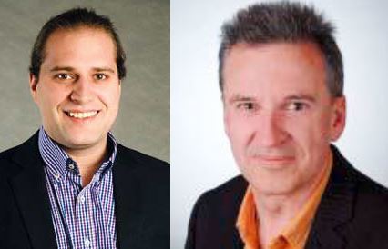 Zwei Männer in Anzügen und Hemden, nebeneinander angeordnet.