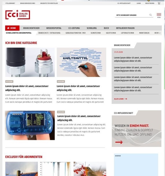 Eine Webseite mit dem Titel 