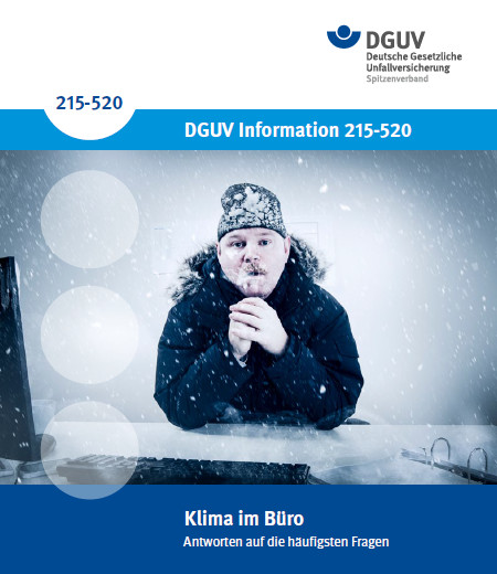 Eine Person in Winterkleidung sitzt an einem Schreibtisch im Büro, während der Hintergrund verschneit ist, mit dem Titel 