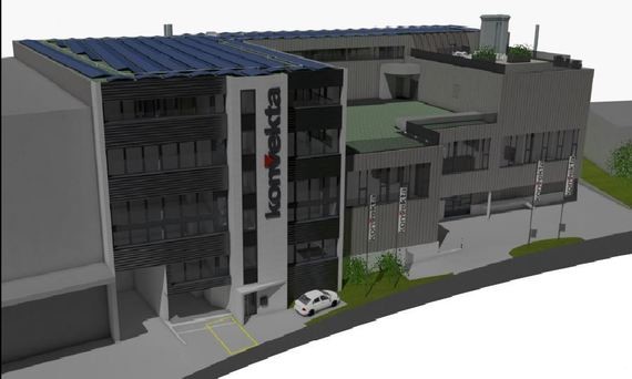 Ein dreistöckiges Gebäude mit der Aufschrift 