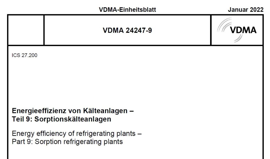 Die neue VDMA 24247 Teil 9 fasst auf 49 Seiten Möglichkeiten und Potenziale von Ab- und Adsorptionskältemaschinen zusammen. (Abb. © VDMA)