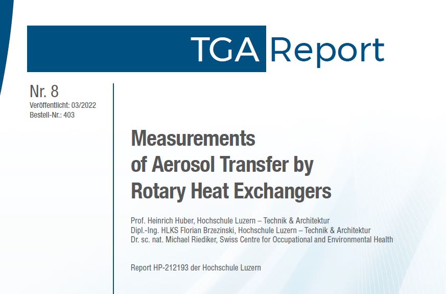 Titelbild des TGA-Reports 8 "Measurements of Aerosol Transfer by Rotary Heat Exchangers" (Abb. © FGK)