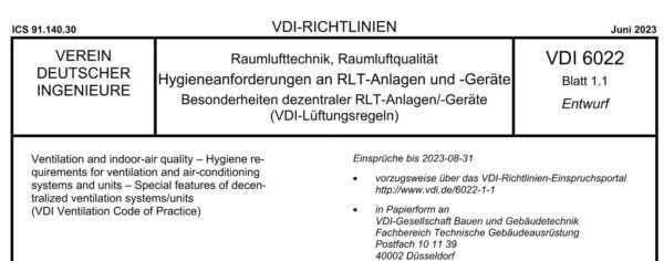 VDI 6022 Blatt 1.1 „Dezentrale RLT-Anlagen/-Geräte“ - Cci Dialog GmbH